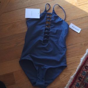 PAC Sun Aila Blu one piece bathing suit Small NWT